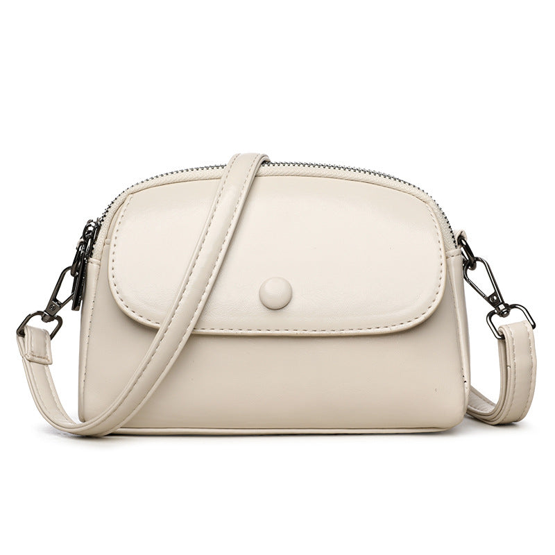 Women's Small Shell Crossbody Bag with Metal Detail and Zipper Closure