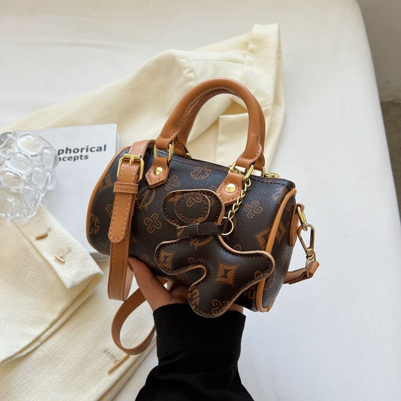 Women's Pillow Bag with Cartoon Print and Zipper Closure