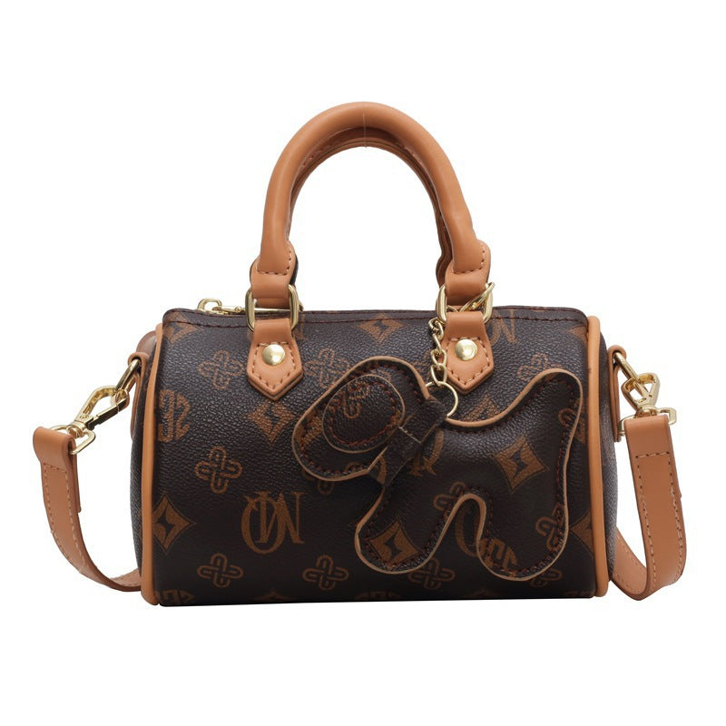 Women's Pillow Bag with Cartoon Print and Zipper Closure