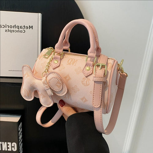 Women's Pillow Bag with Cartoon Print and Zipper Closure