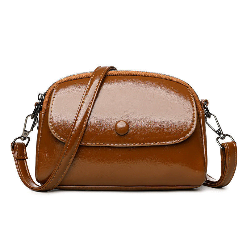 Women's Small Shell Crossbody Bag with Metal Detail and Zipper Closure